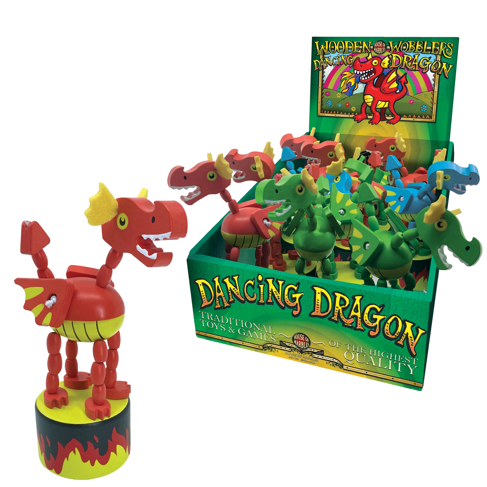Jouet à presser en bois – dragon dansant